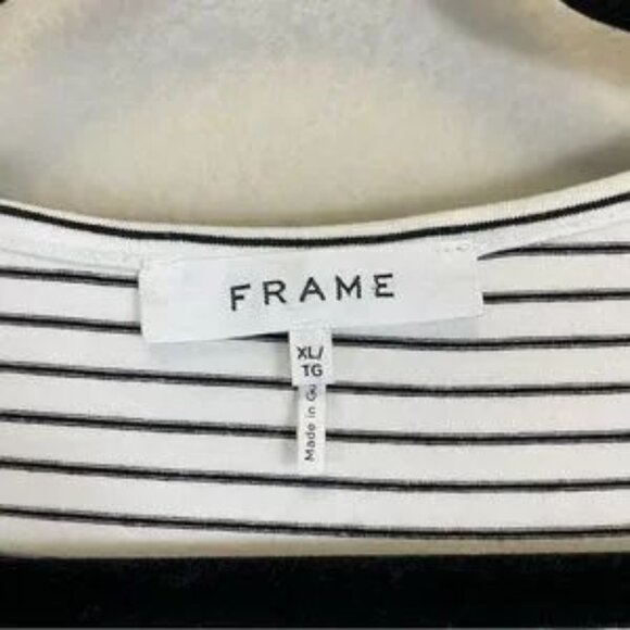 FRAME Puff Sleeve Navy & White Striped Scoop Neck Jersey Top Size XL - Picture 5 of 8